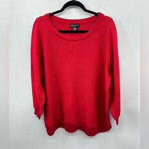 JONES NEW YORK Red ribbed old money classic quiet luxury plus size tunic 2X